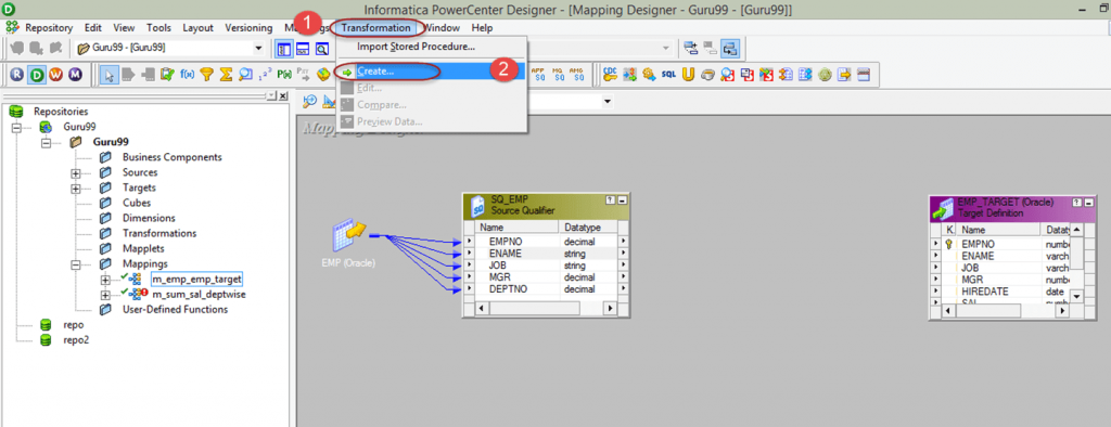 Then in the mapping-Informatica Transformations Tutorial