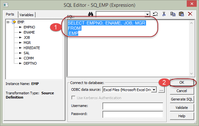 When you click on "OK" button it will open SQL Editor Window-Informatica Transformations Tutorial