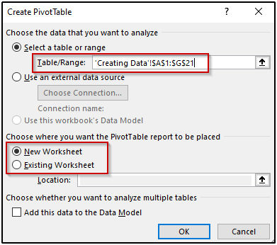 create Pivot Tables