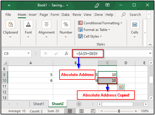want to modify the cell addresses