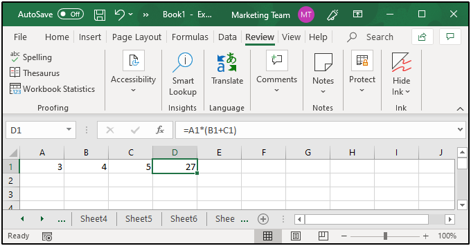 operator precedence of formulas in Excel