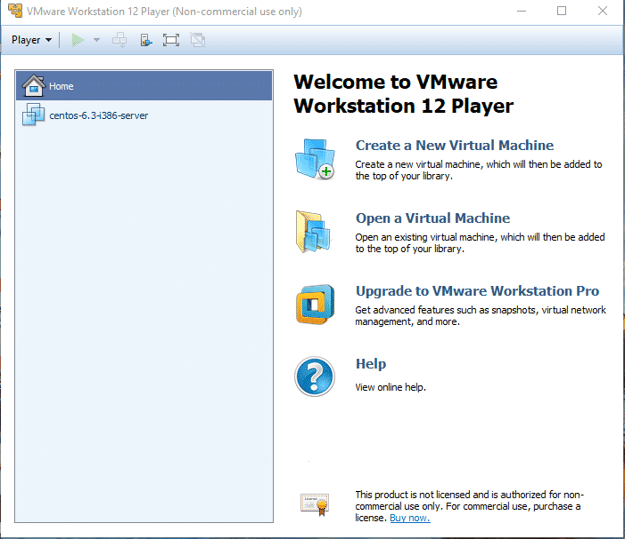 welcome to VM Workstation 12 player
