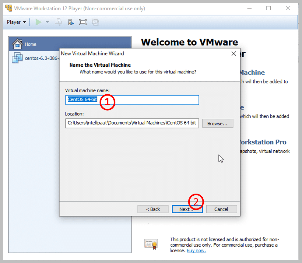 name the virtual machine.