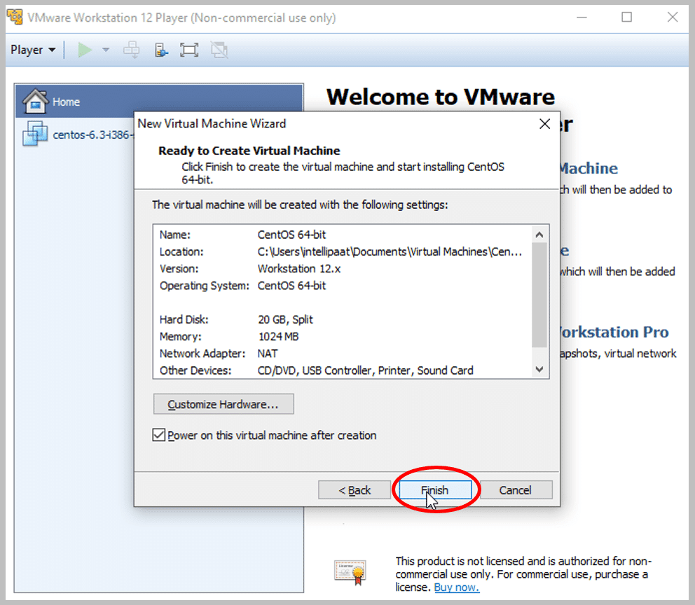 ready to create virtual machine.