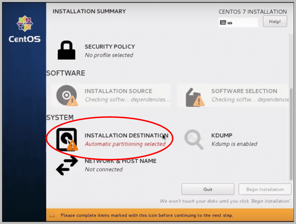 installation summary