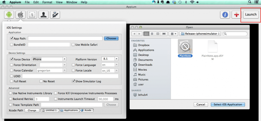 APPIUM LAUNCH