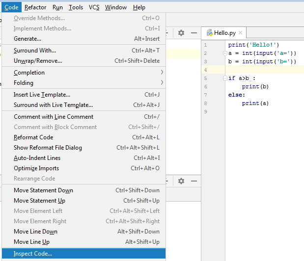 CODE THEN INSPECT CODE