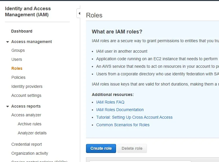 Creating An IAM Role