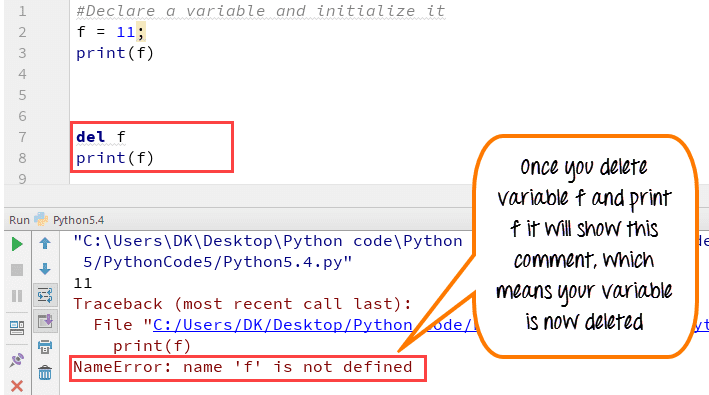 Delete-a-variable-sample-program
