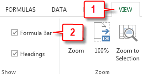 Display the Formula Bar-Ms excel introduction