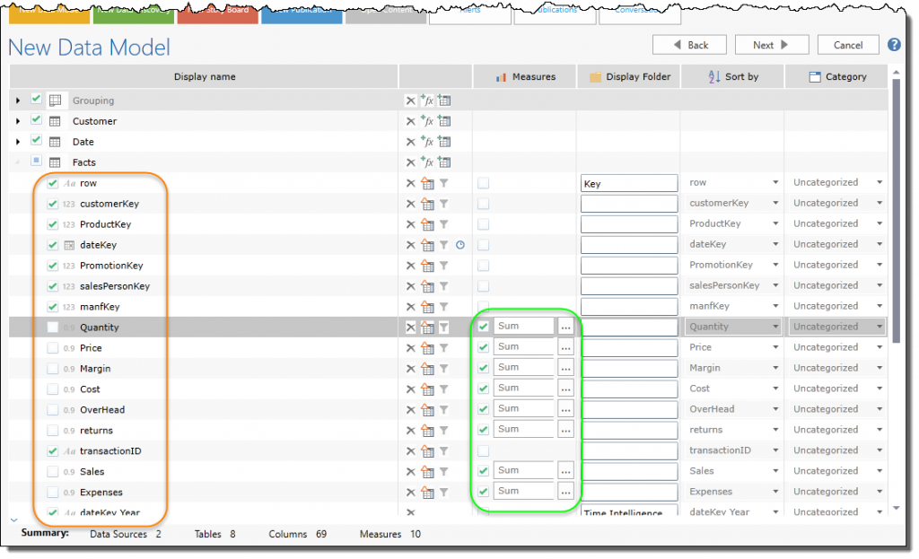 selection of attributes,columns