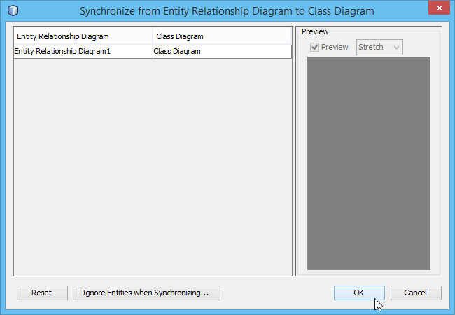entity relationship diagram to class diagram window
