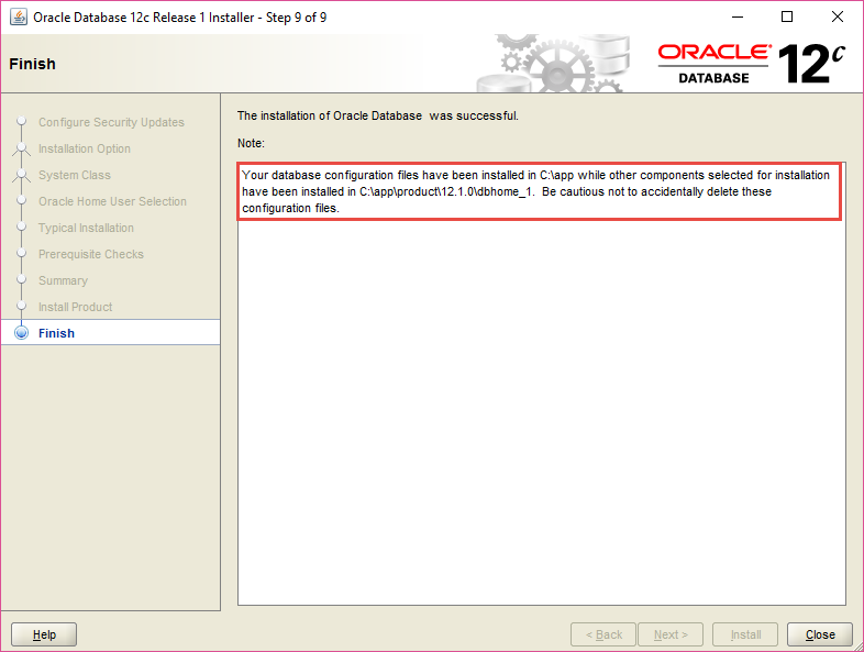 Install Oracle Database - Step 9