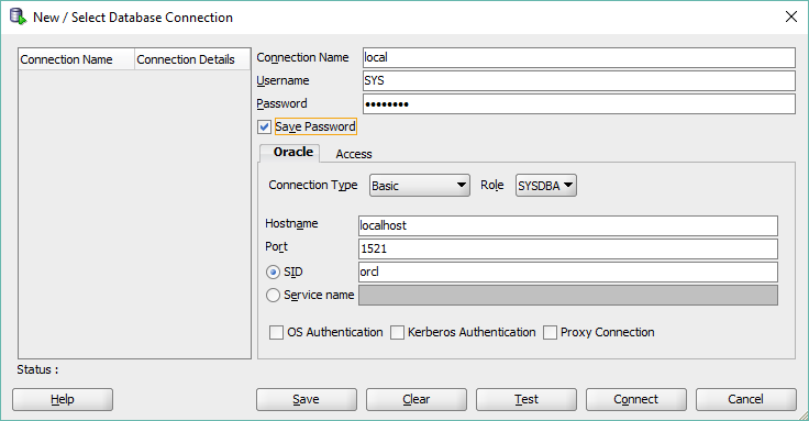 selecting database connection