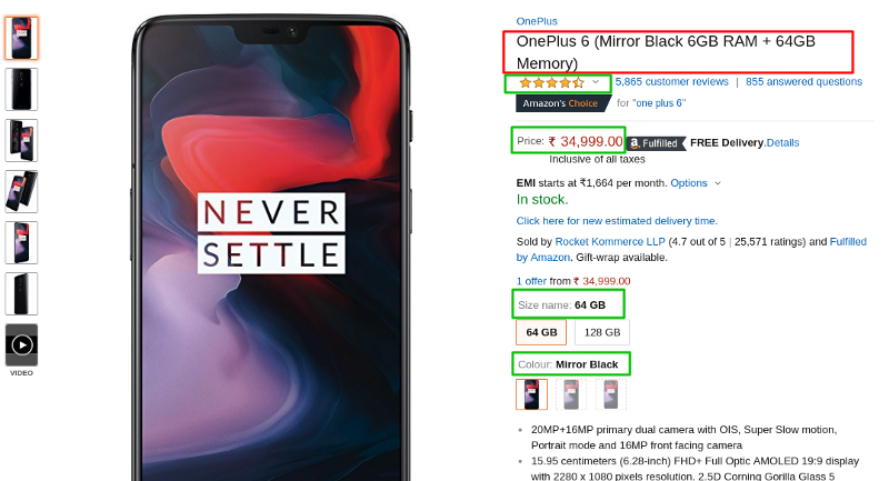 Scrape product details from Amazon
