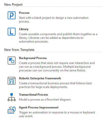 start a new blank project