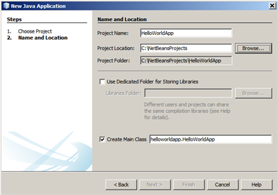 New Project wizard: Name and Location