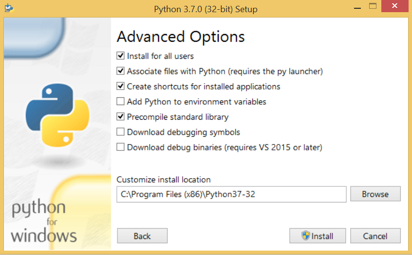 Advanced options.