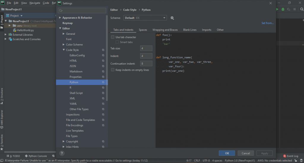 pycharm styles of code