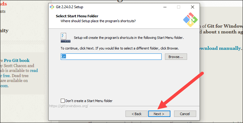 SELECT GIT START FOLDER