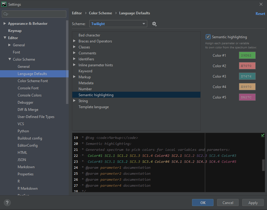 Semantic highlighting