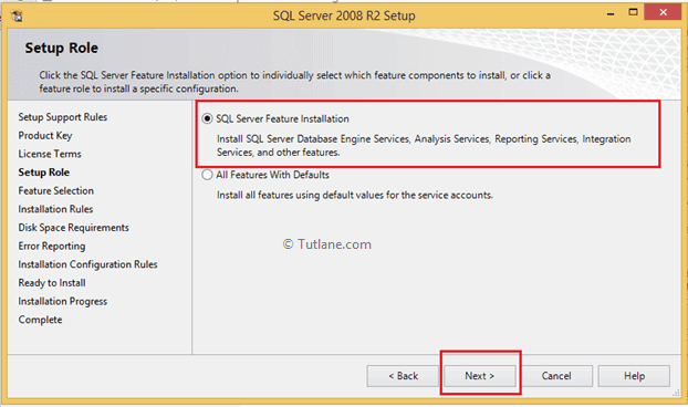 Select SQL Server Feature Installation
