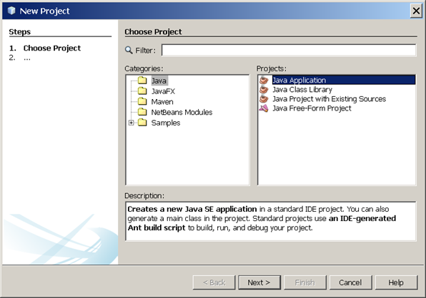 java category and java application