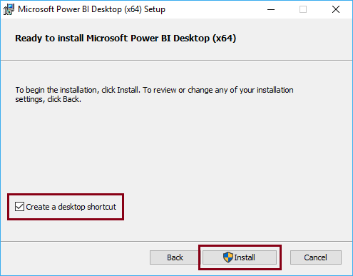 Next, Click the Install button-Power BI Desktop Tutorial