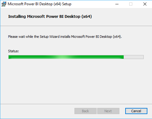 Wait until the installation is completed.-Power BI Desktop Tutorial