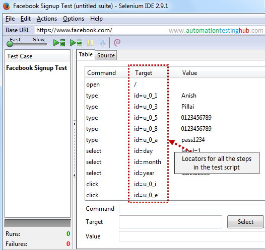 selenium ide indexed