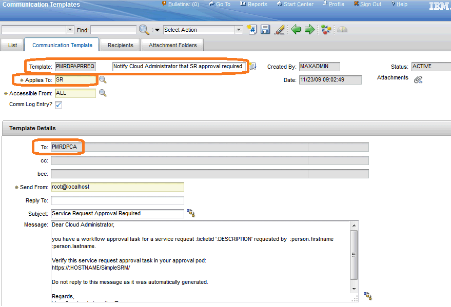 Communication Templates In Ibm Maximo