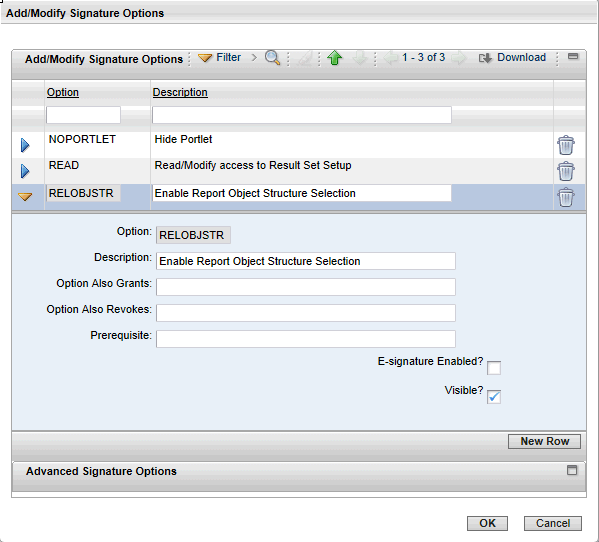 SIG option in Maximo