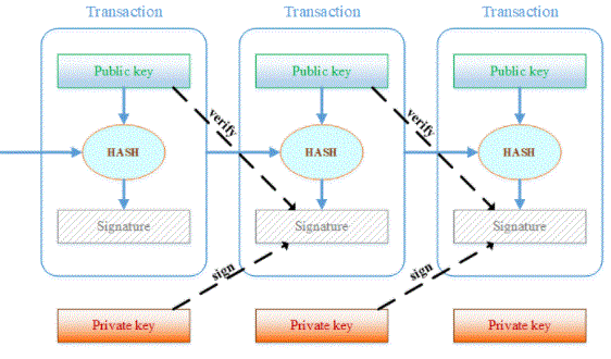 Transactions in the bitcoin blockchain