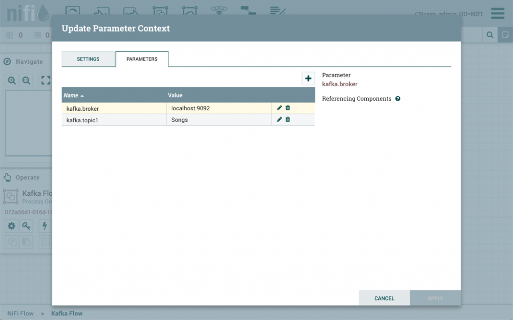 association to NiFi dataflow