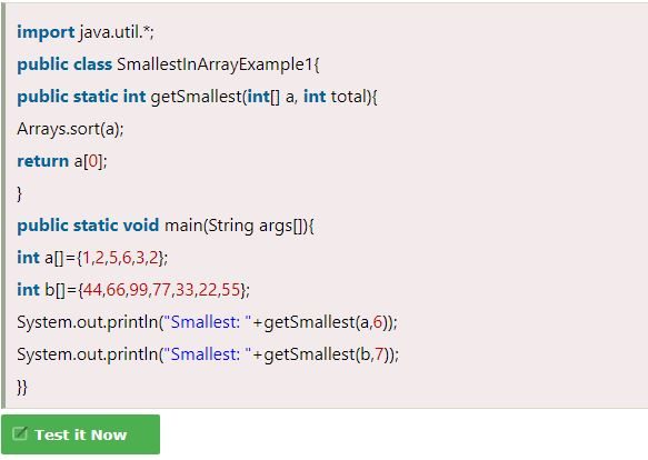 lowest number in the array