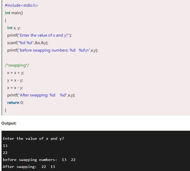 Swap two numbers
