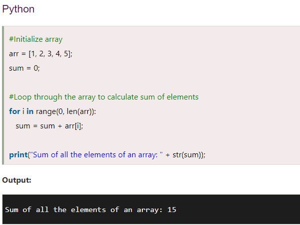 sum of an array of numbers
