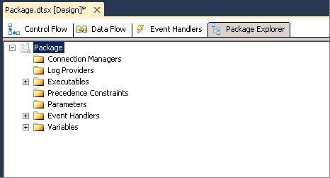 Package explorer tab in SSIS