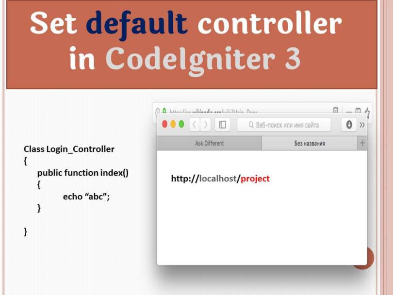 default controller in CodeIgniter