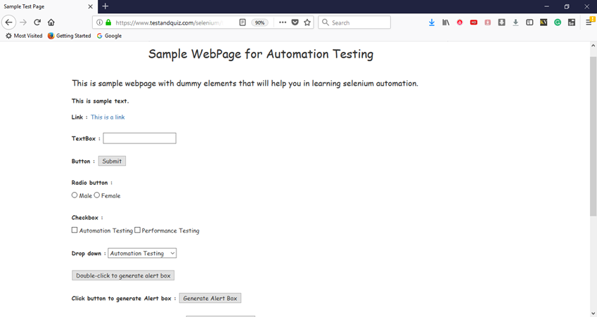 Selenium Commands