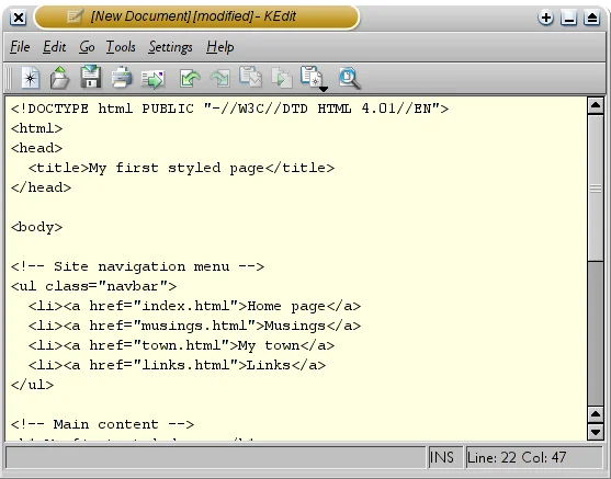 Example of HTML and CSS