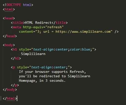 HTML Redirect