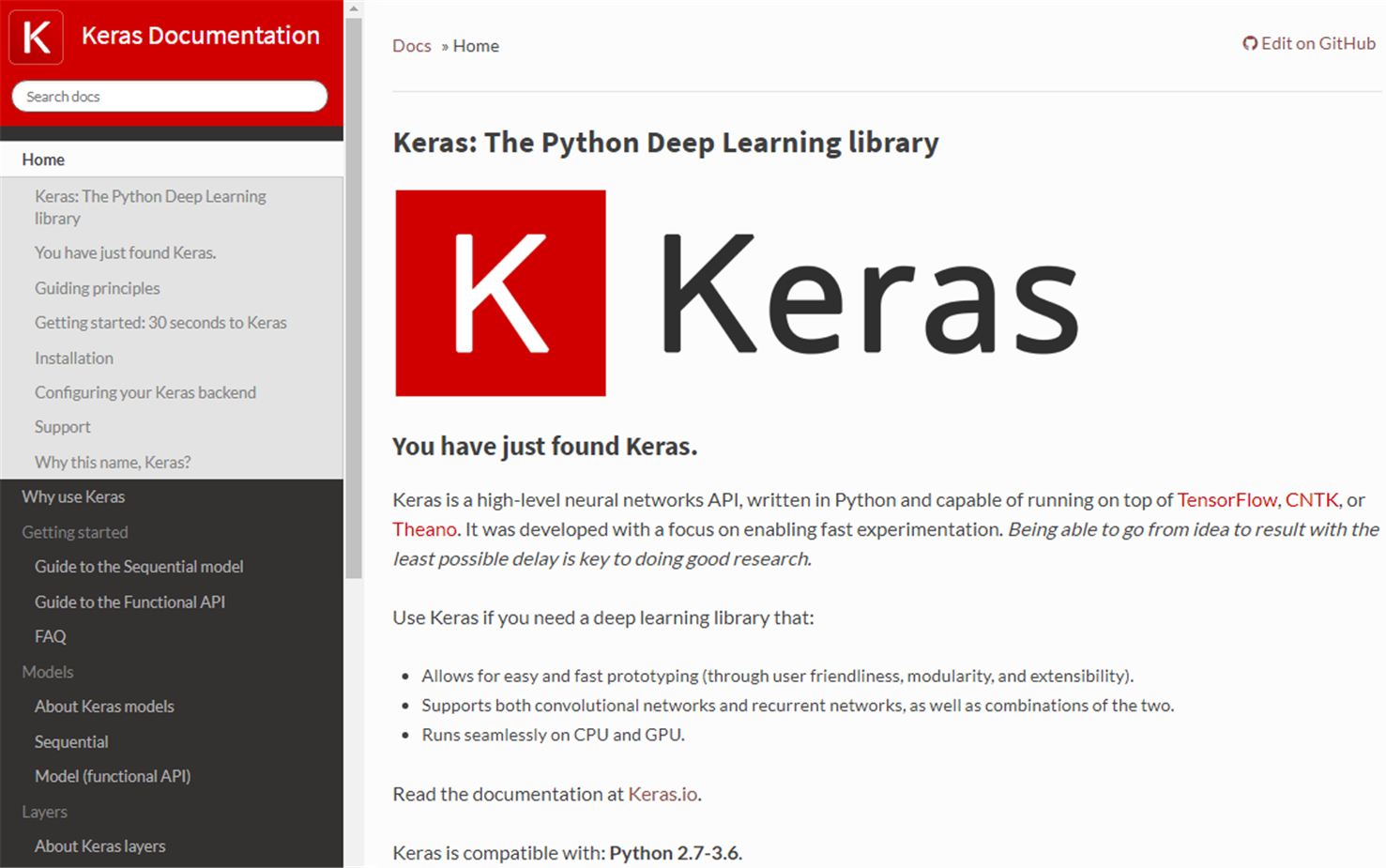  Introduction to Keras : 