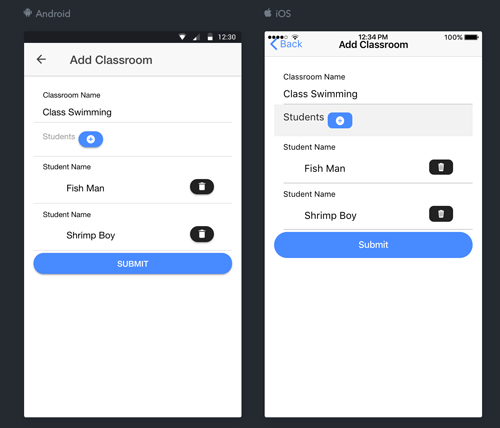 Ionic CRUD Example App