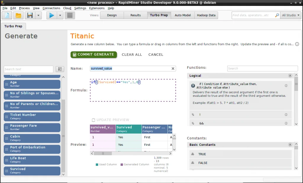 RapidMiner Turbo Prep