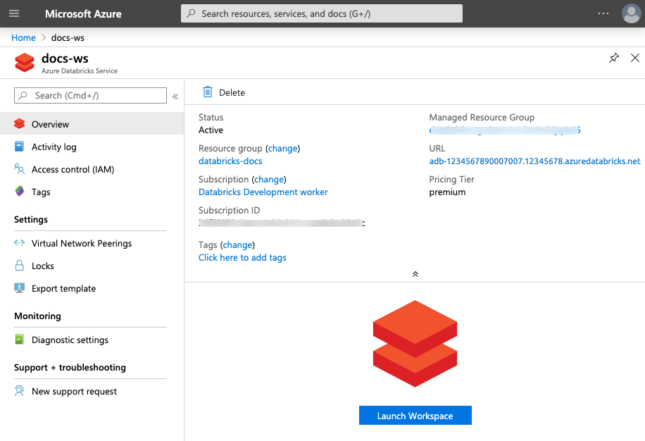 Azure Databricks Workspace