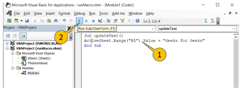VBA in Excel