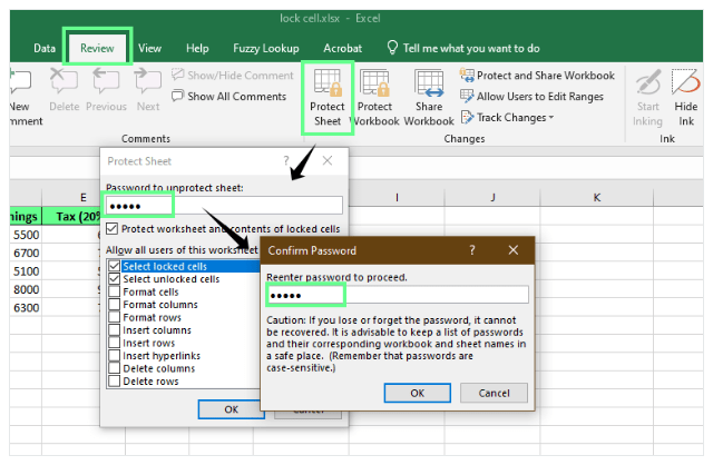 Locking and Unlocking Cells in Excel