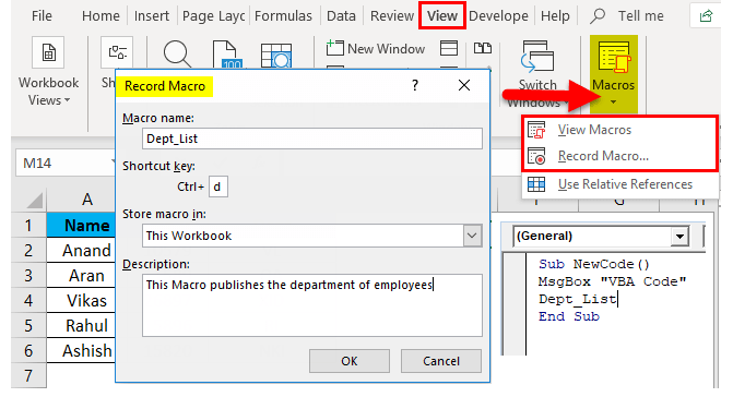 Macros in Excel