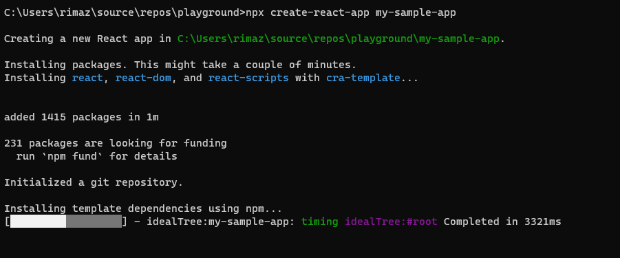 Installing React through Yarn